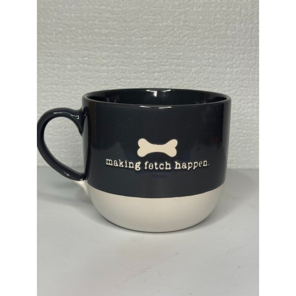 Making Fetch Happen Gray and White Dog Bone Coffee Mug Cup